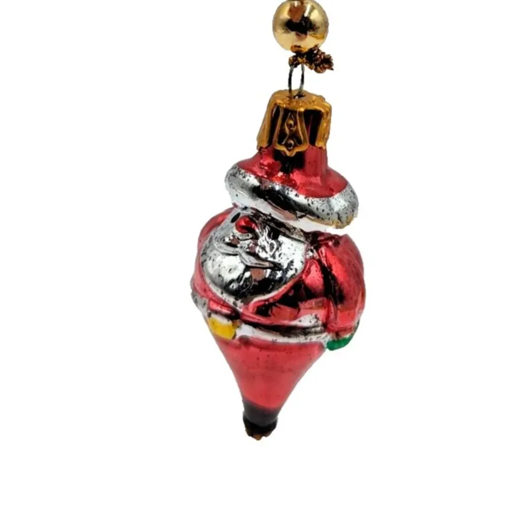 2 inch Blown‎ Glass Santa Ornament